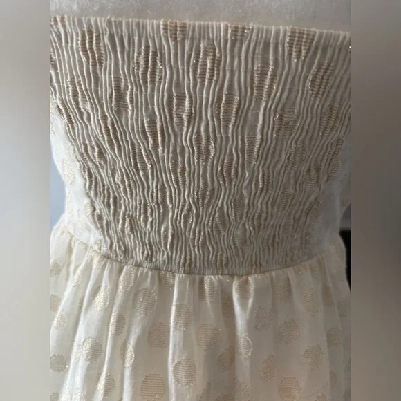 Maeve Anthropologie Size 6 Cream Gold Polka Dot Dress Pockets Sleeveless Vintage - Picture 10 of 15